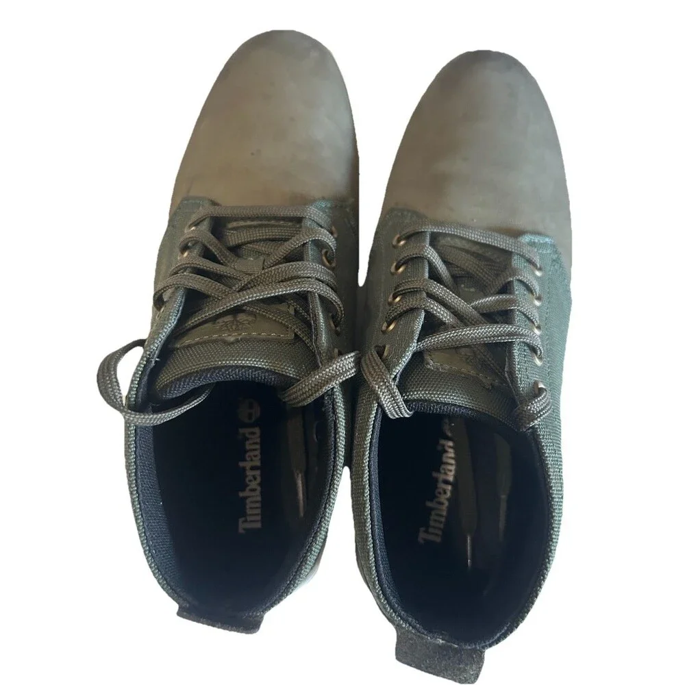 Timberland Davis Square Men's Size 7.5  Chukka Dark Green Nubuck Canvas Sneaker